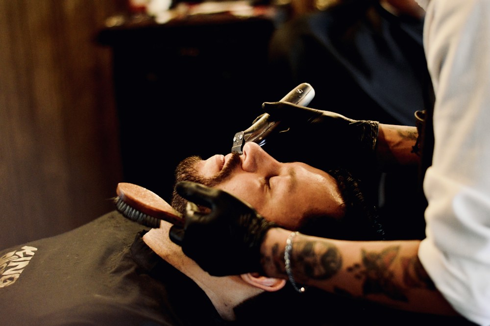 A beard being trimmed